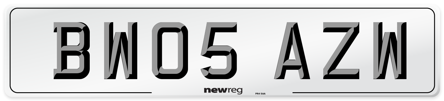 BW05 AZW Number Plate from New Reg